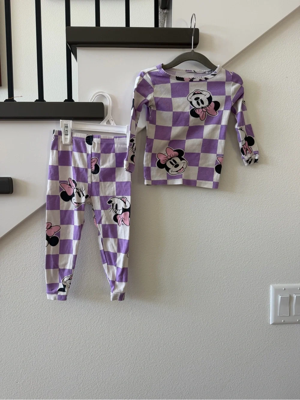 Disney Purple and White Minnie Mouse Check Pajama Set